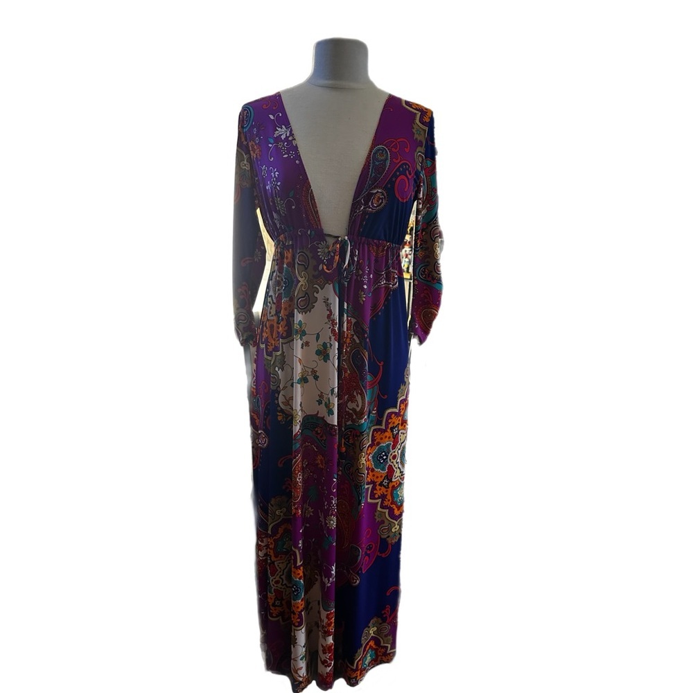 Pink Rock Boho Floral Long Sleeve Maxi Dress Size S